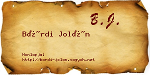 Bárdi Jolán névjegykártya